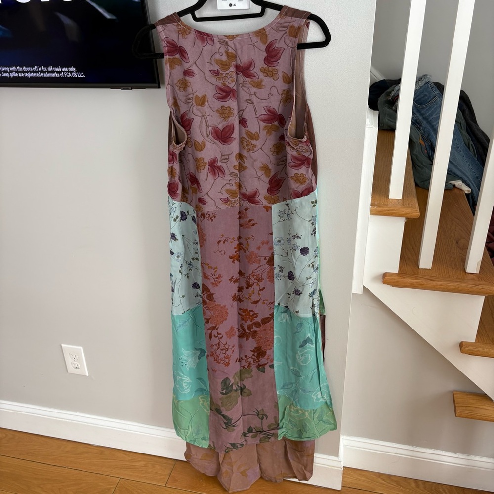 Citron Santa Monica floral Maxi Dress Size Medium color block patchwork vintage - Picture 9 of 12